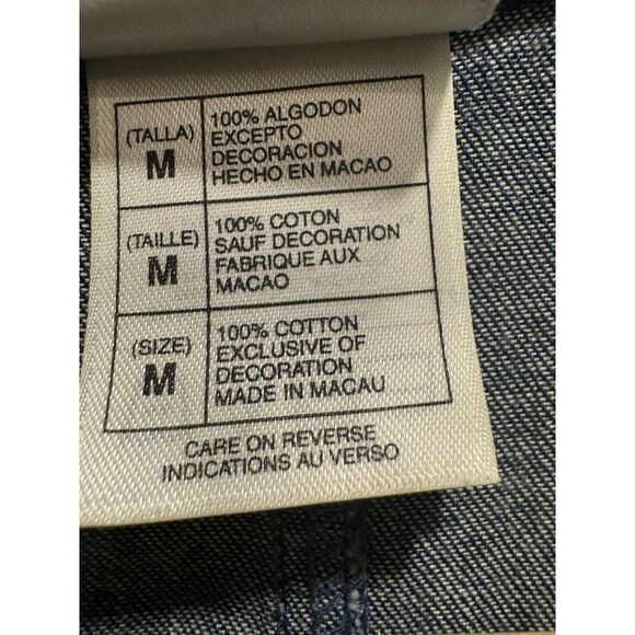 Disney Store Embroidery Pooh Snap Button Down Dress 3/4 Sleeve Denim Medium Wome - Picture 4 of 9